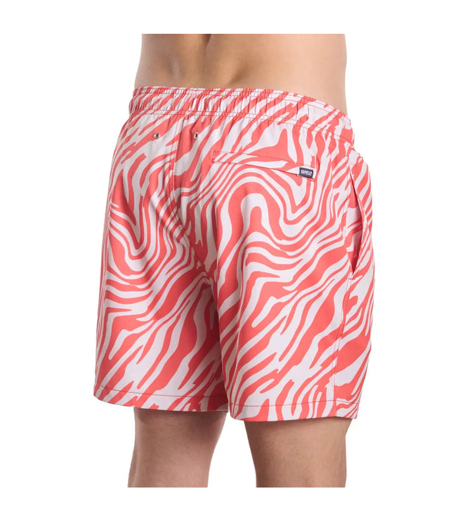 Men’s Premium Compression-Lined Hybrid Shorts – Tropical Swirl - Coral and Sand