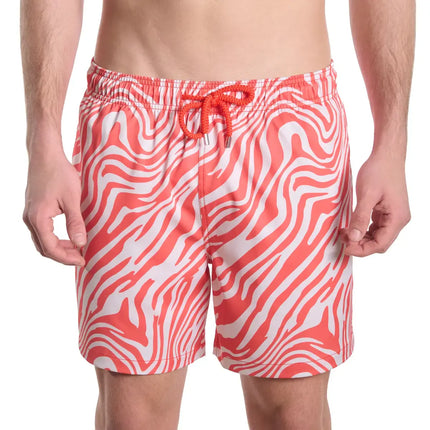 Men’s Premium Compression-Lined Hybrid Shorts – Tropical Swirl - Coral and Sand