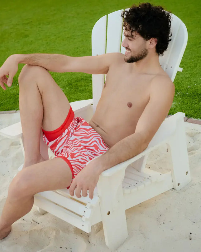 Men’s Premium Compression-Lined Hybrid Shorts – Tropical Swirl - Coral and Sand