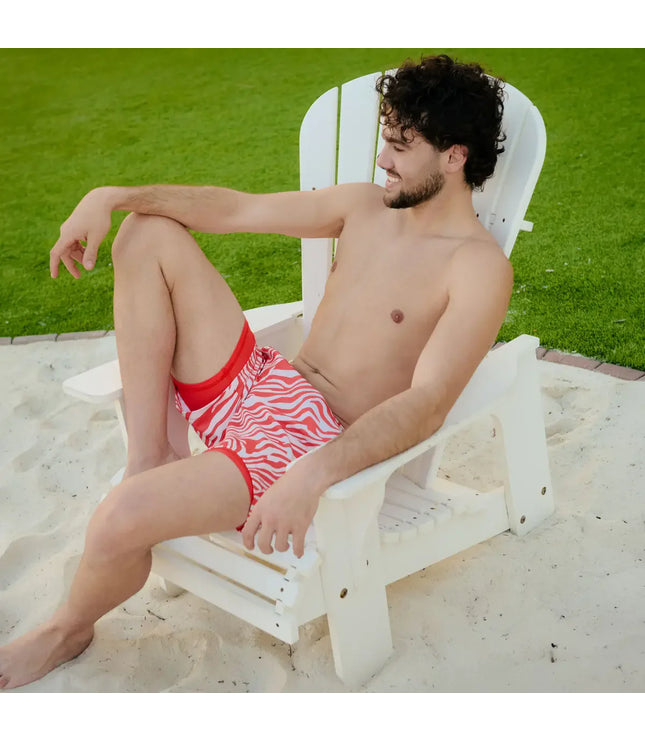 Men’s Premium Compression-Lined Hybrid Shorts – Tropical Swirl - Coral and Sand