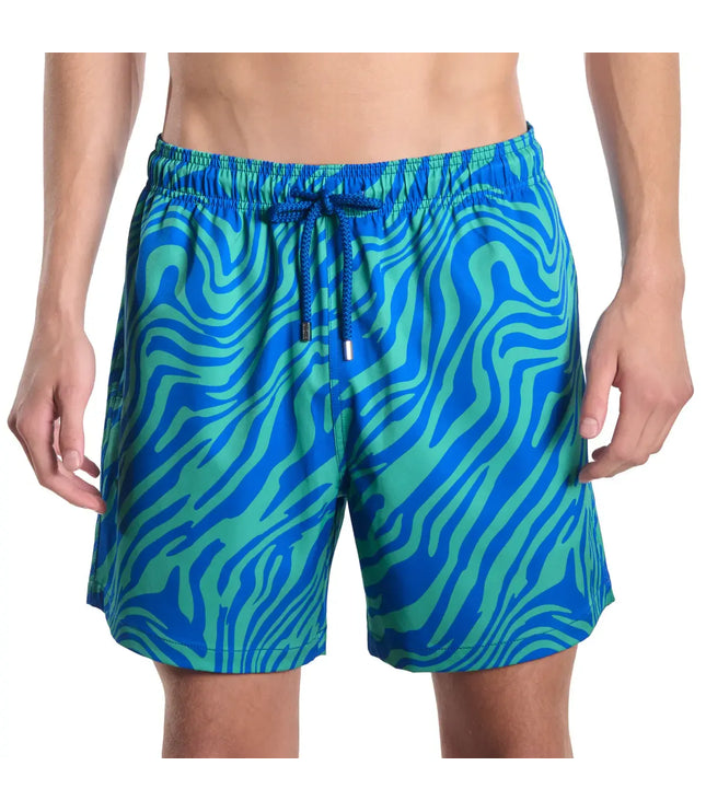Men’s Premium Compression-Lined Hybrid Shorts – Tropical Swirl-Ocean and Palm