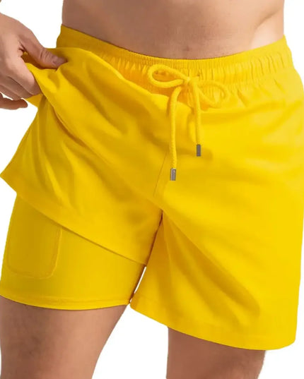 Men’s Premium Compression-Lined Hybrid Shorts – True Yellow