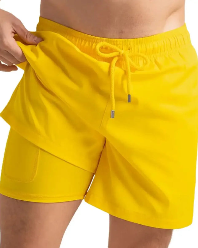 Men’s Premium Compression-Lined Hybrid Shorts – True Yellow