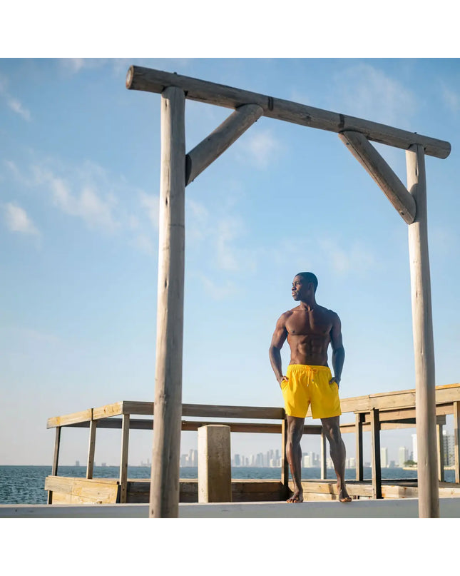 Men’s Premium Compression-Lined Hybrid Shorts – True Yellow