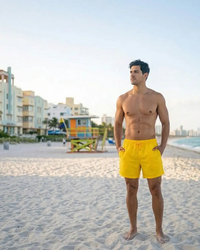 Men’s Premium Compression-Lined Hybrid Shorts – True Yellow
