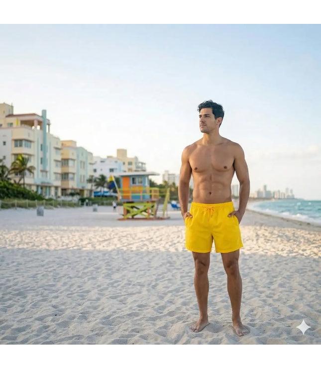 Men’s Premium Compression-Lined Hybrid Shorts – True Yellow