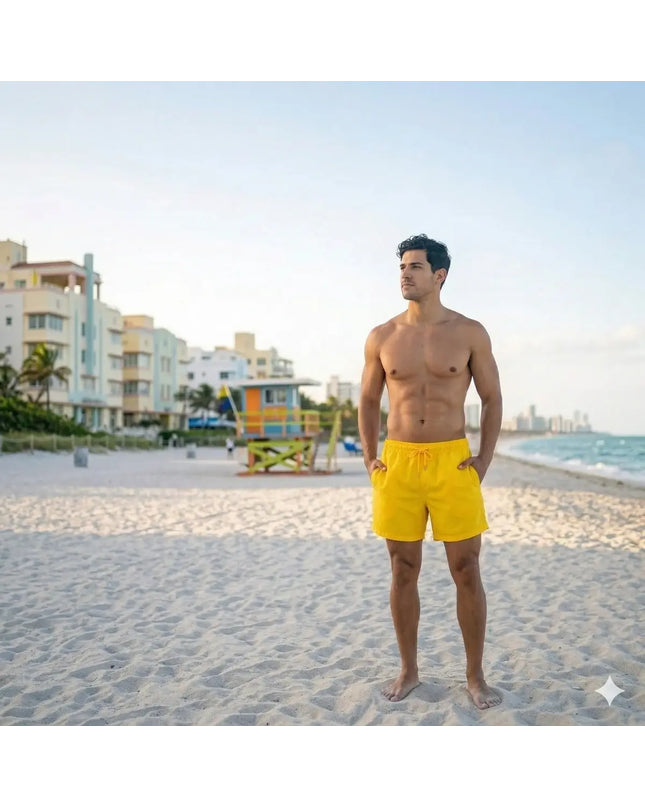 Men’s Premium Compression-Lined Hybrid Shorts – True Yellow