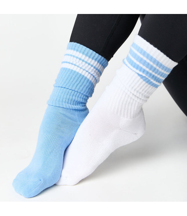 White/Powder 4 Stripe Casual Socks
