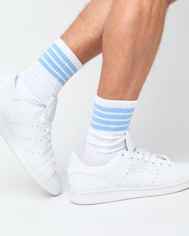 White/Powder 4 Stripe Casual Socks