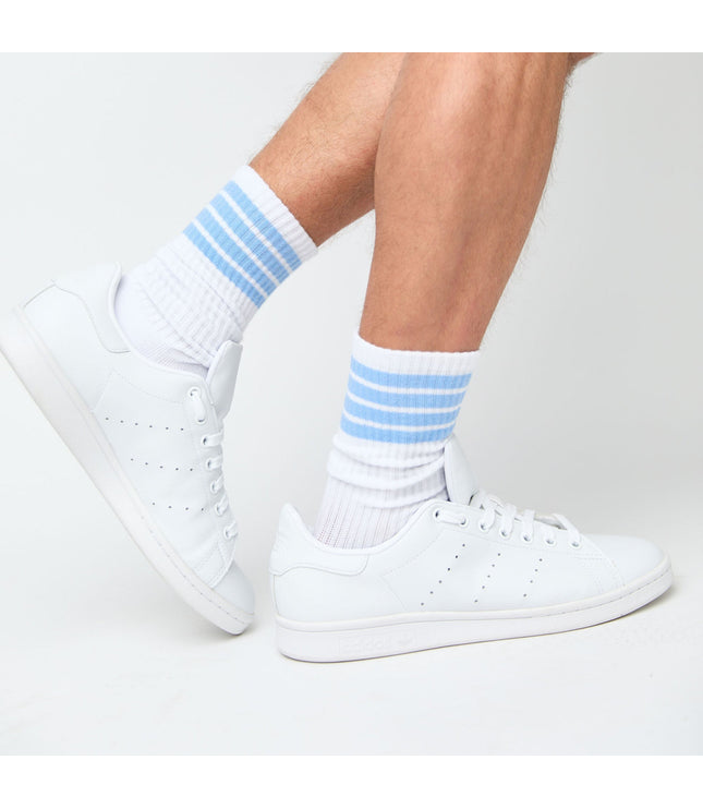 White/Powder 4 Stripe Casual Socks