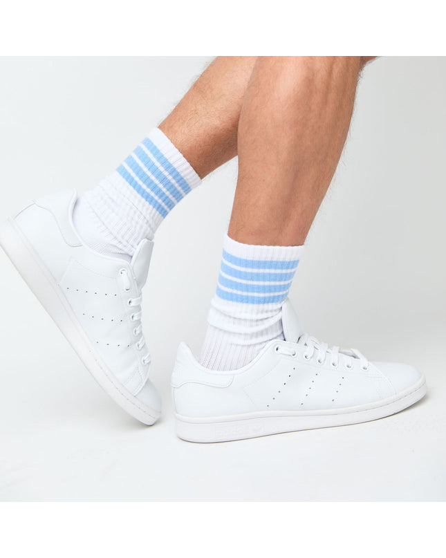 White/Powder 4 Stripe Casual Socks