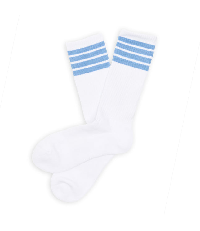 White/Powder 4 Stripe Casual Socks